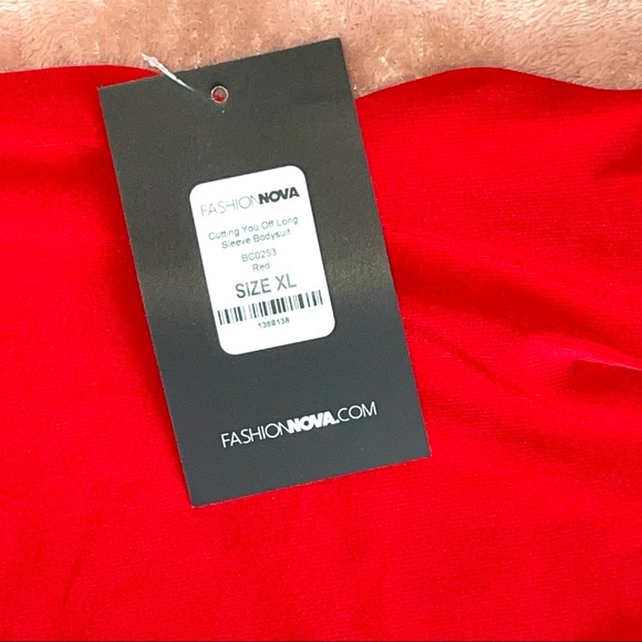 NWT Fashion Nova One Shoulder Cut Out Bodysuit Red - Picture 3 of 5